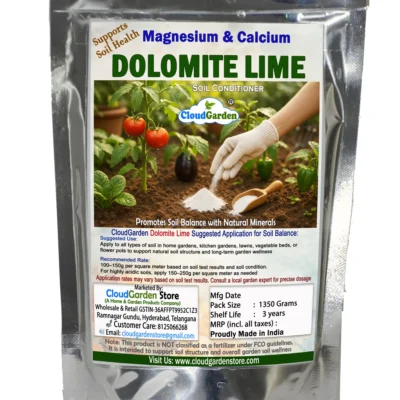 CloudGarden dolomite lime 1350g used as soil care powder for plants in home gardening