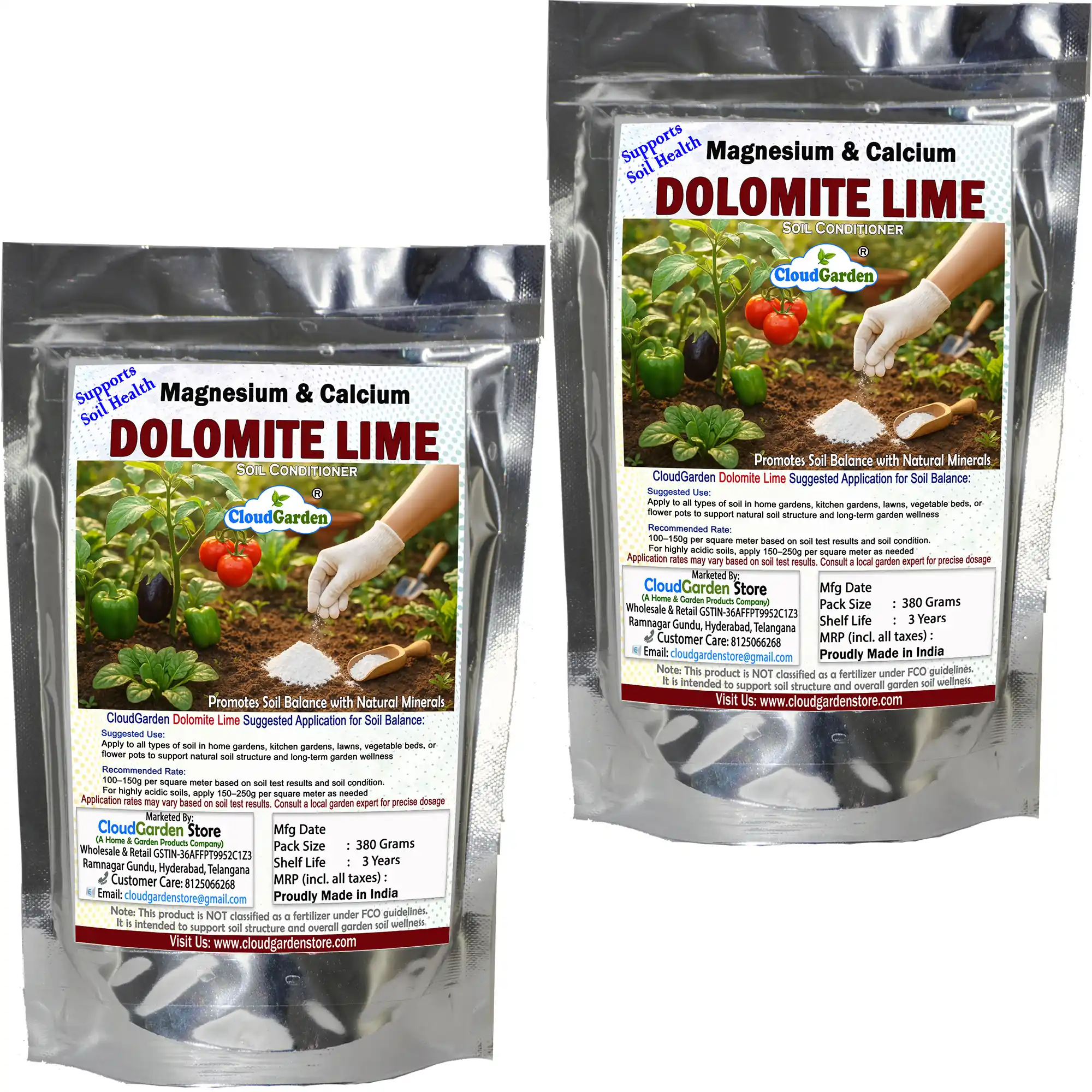 CloudGarden Dolomite Powder 760g pack of two used as garden soil conditioner powder for home gardening and plant soil care