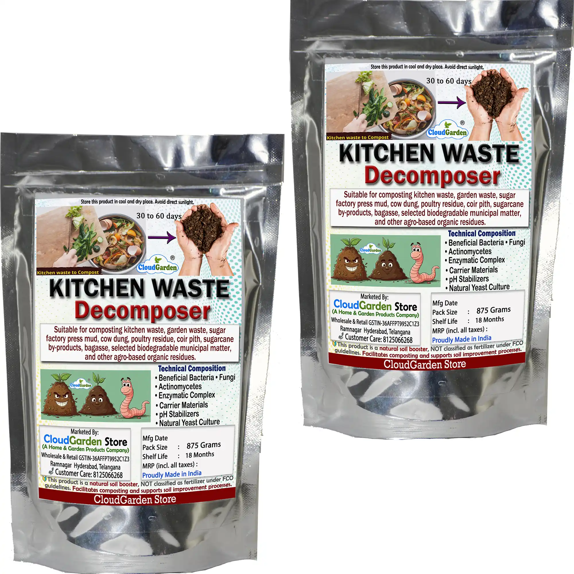 CloudGarden kitchen waste compost powder 1750g pack for home composting