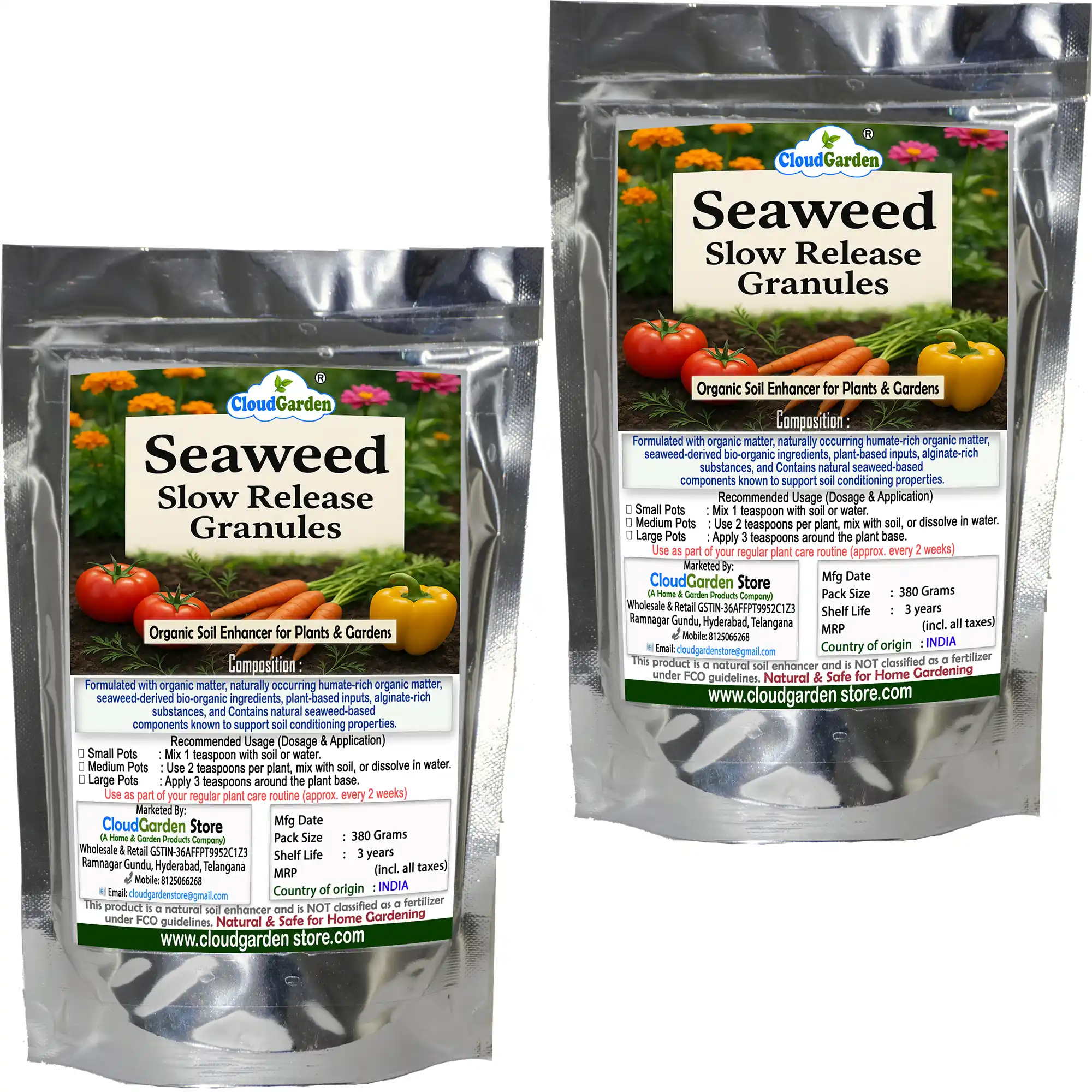 Seaweed granules for home gardening 380g x 2 CloudGarden twin pack