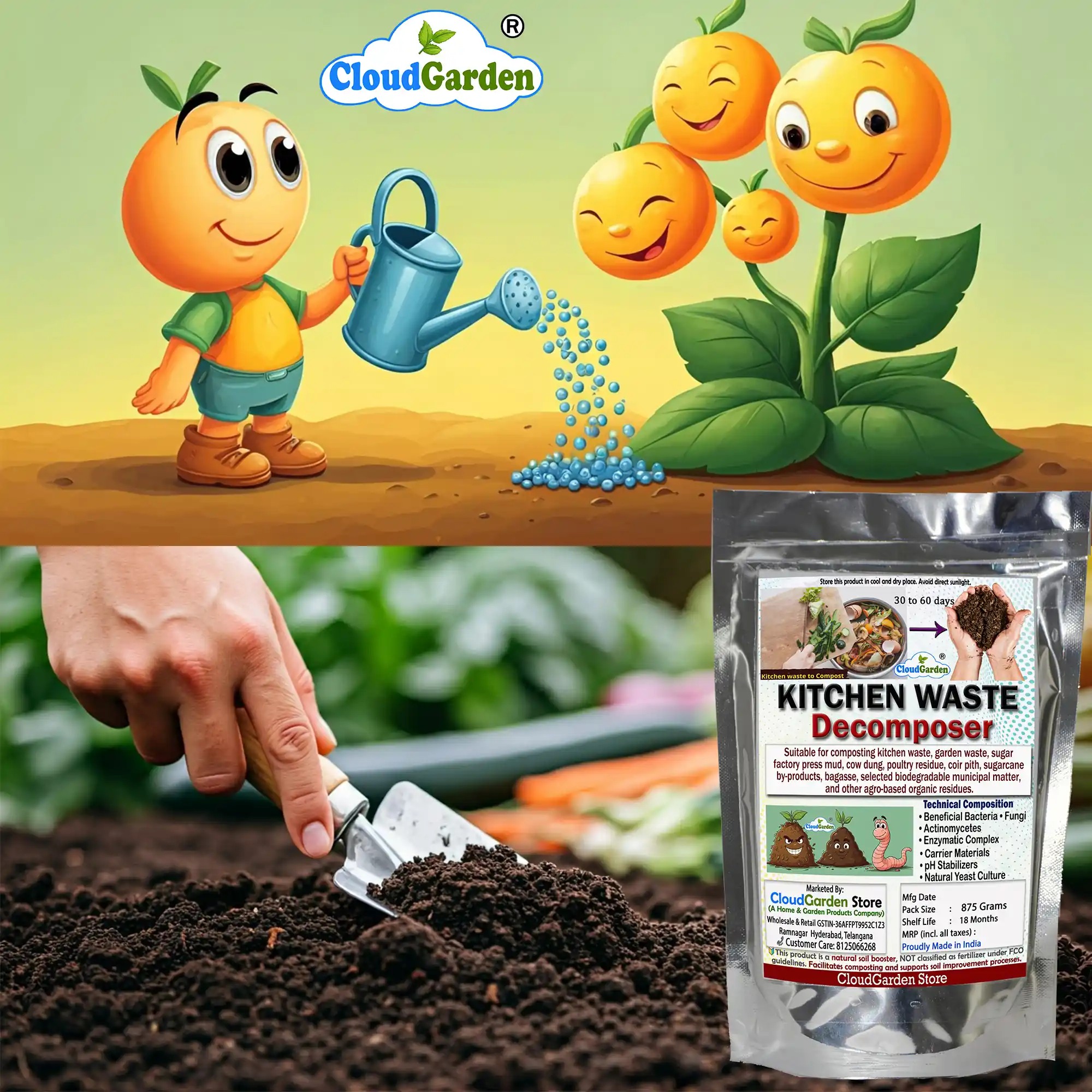 Kitchen waste compost powder pack of 2 for household composting