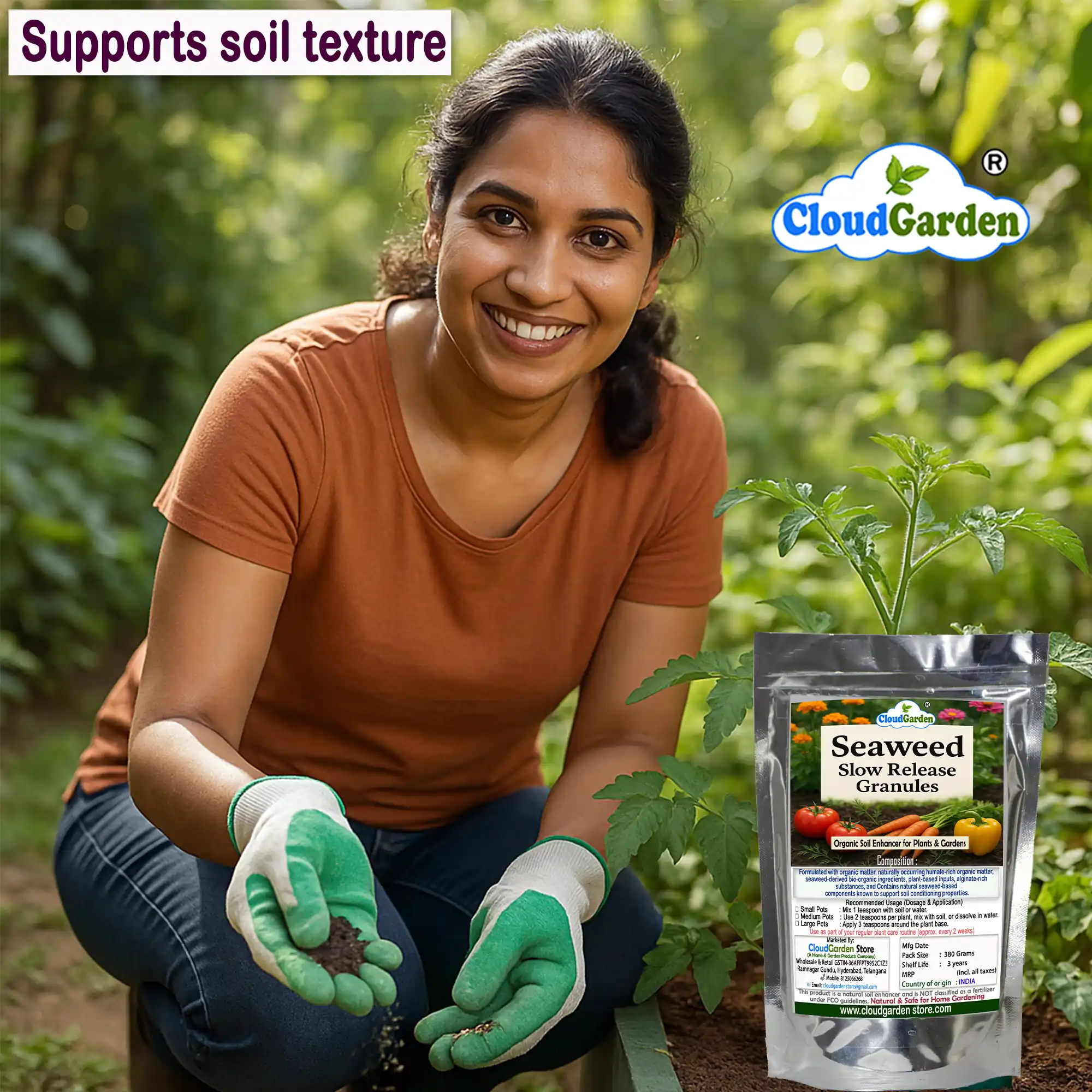 Seaweed granules for home gardening 380g x 2 used for soil conditioning