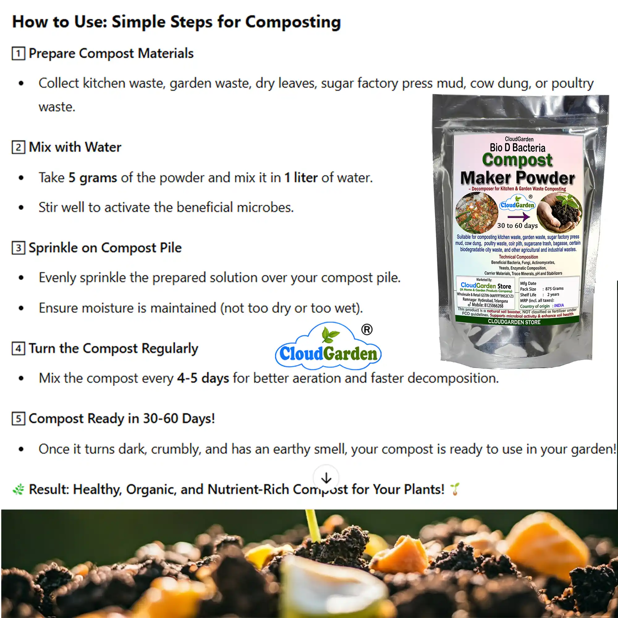 How to use bio waste decomposer powder for composting organic waste