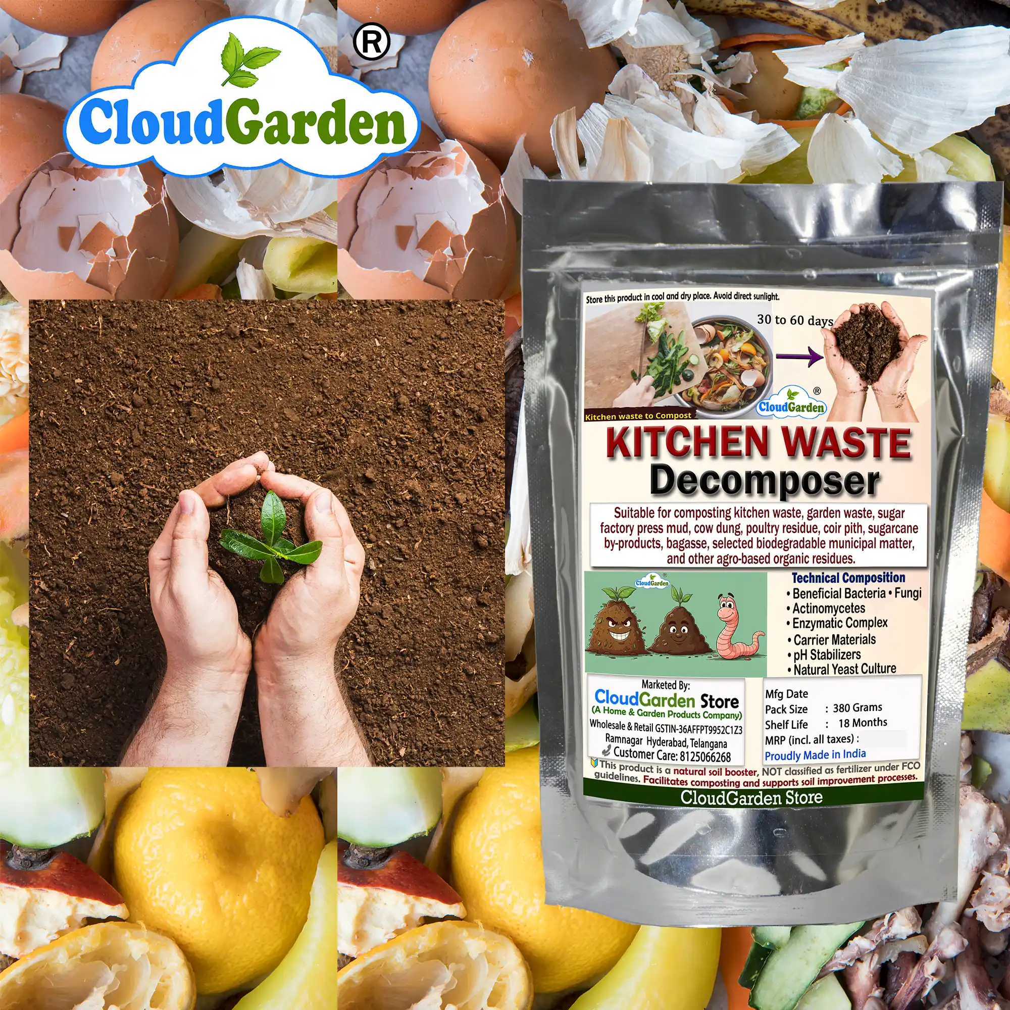 Home waste decomposer 760g helping break down food scraps