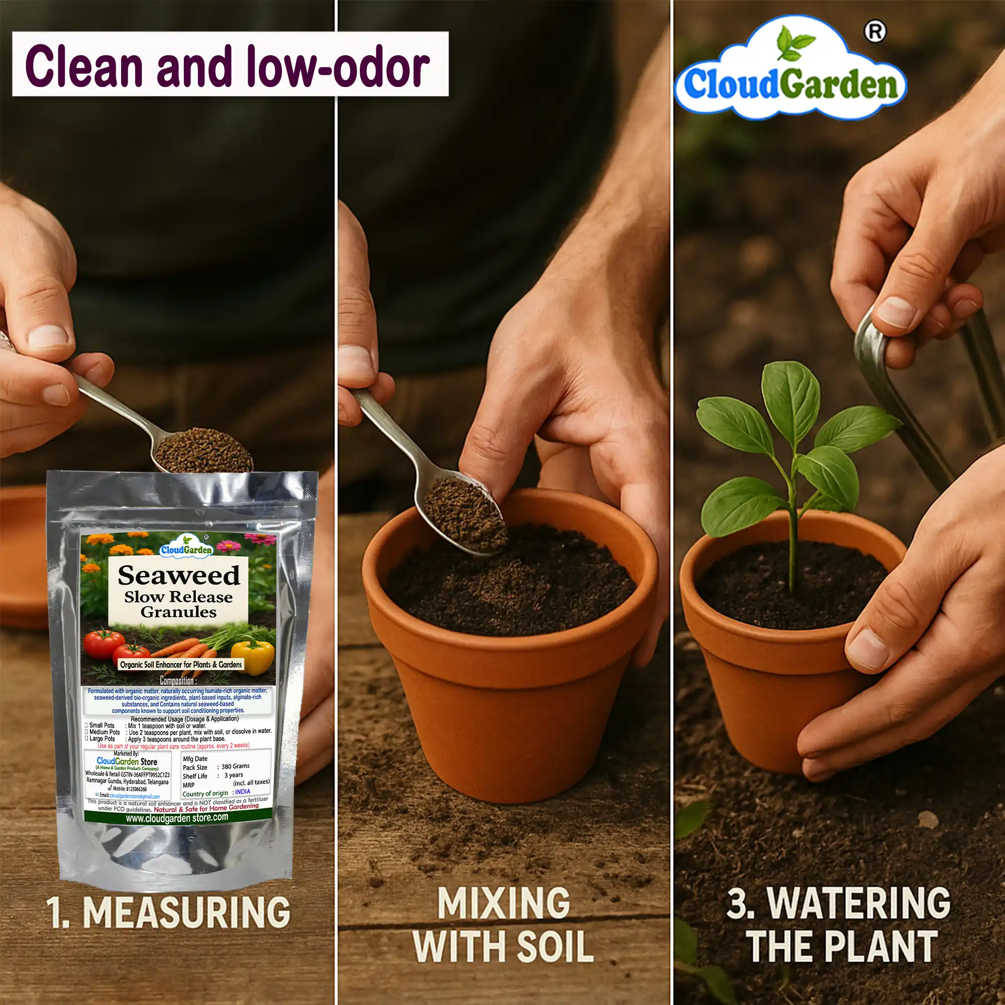 Seaweed granules for home gardening 380g x 2 suitable for balcony gardens