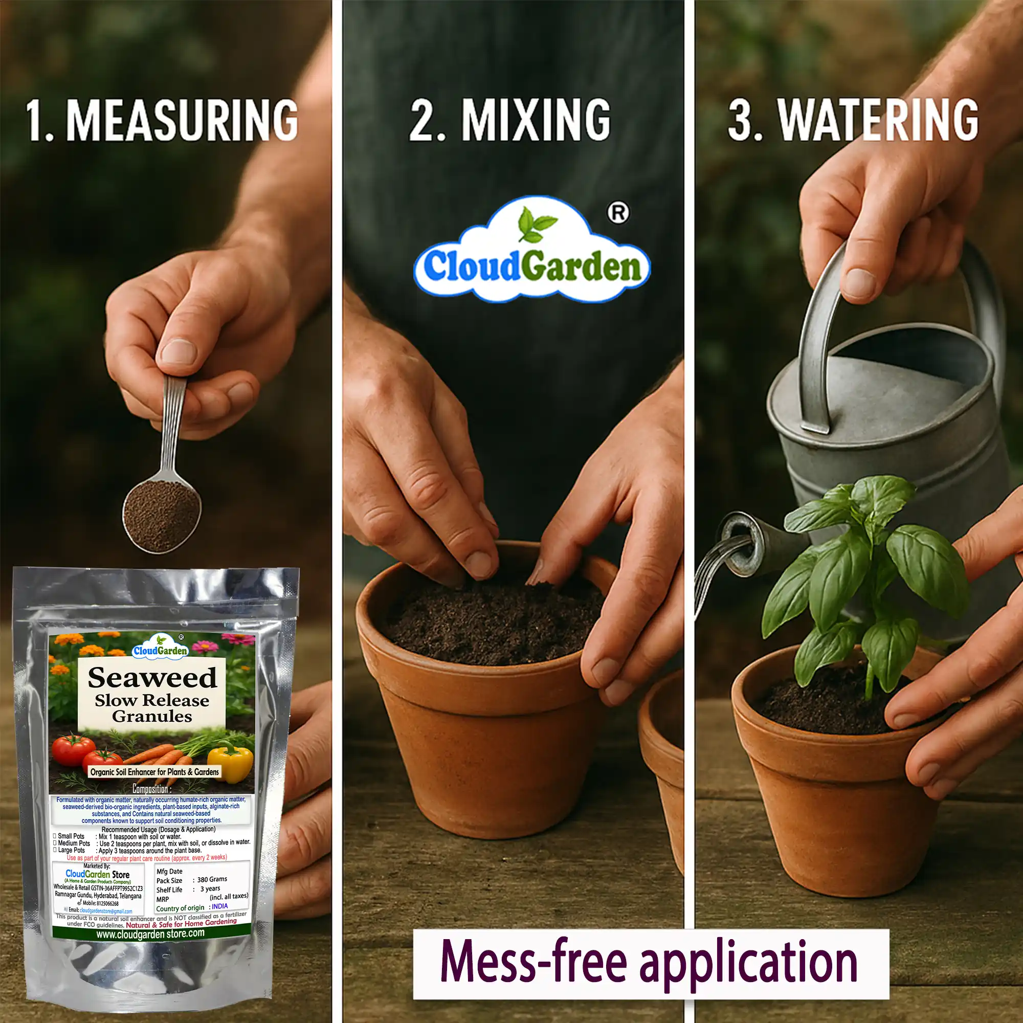 Seaweed granules for plants 380g suitable for indoor and outdoor gardening