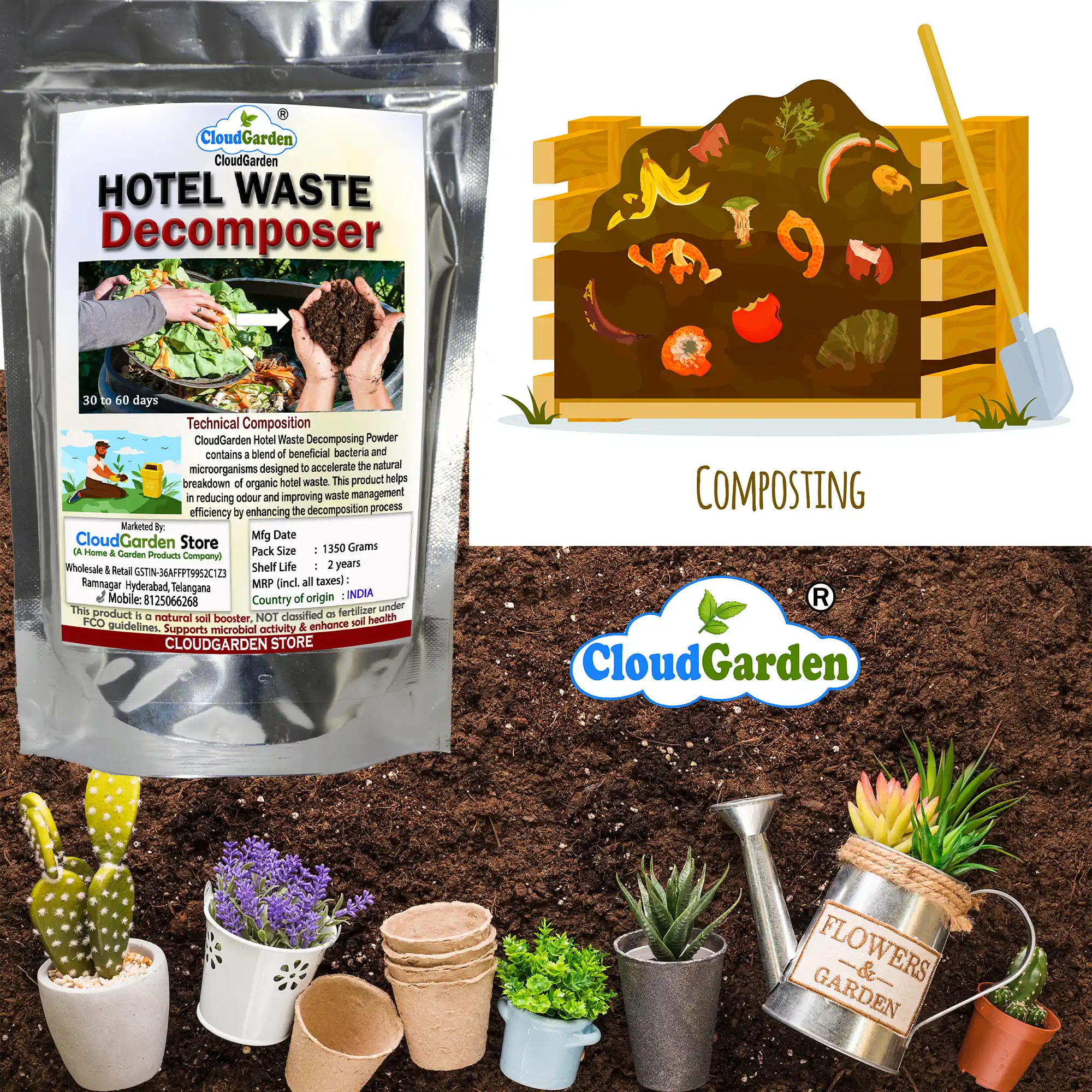 Daily kitchen organic waste decomposer for hotel food scrap composting