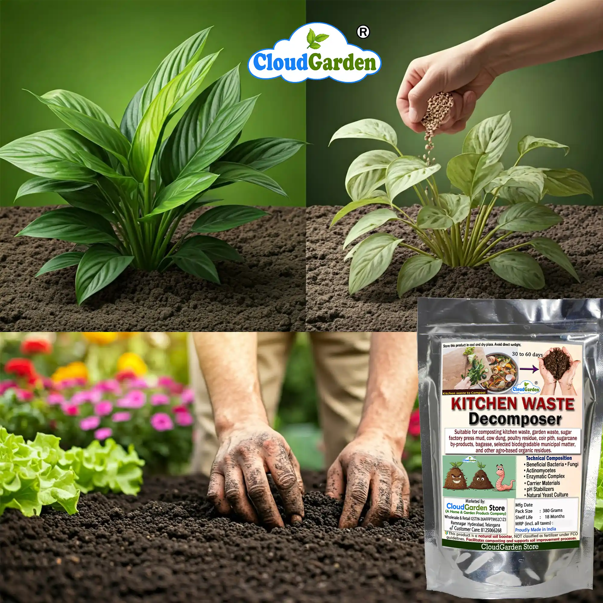 Home waste decomposer 760g for household composting solution