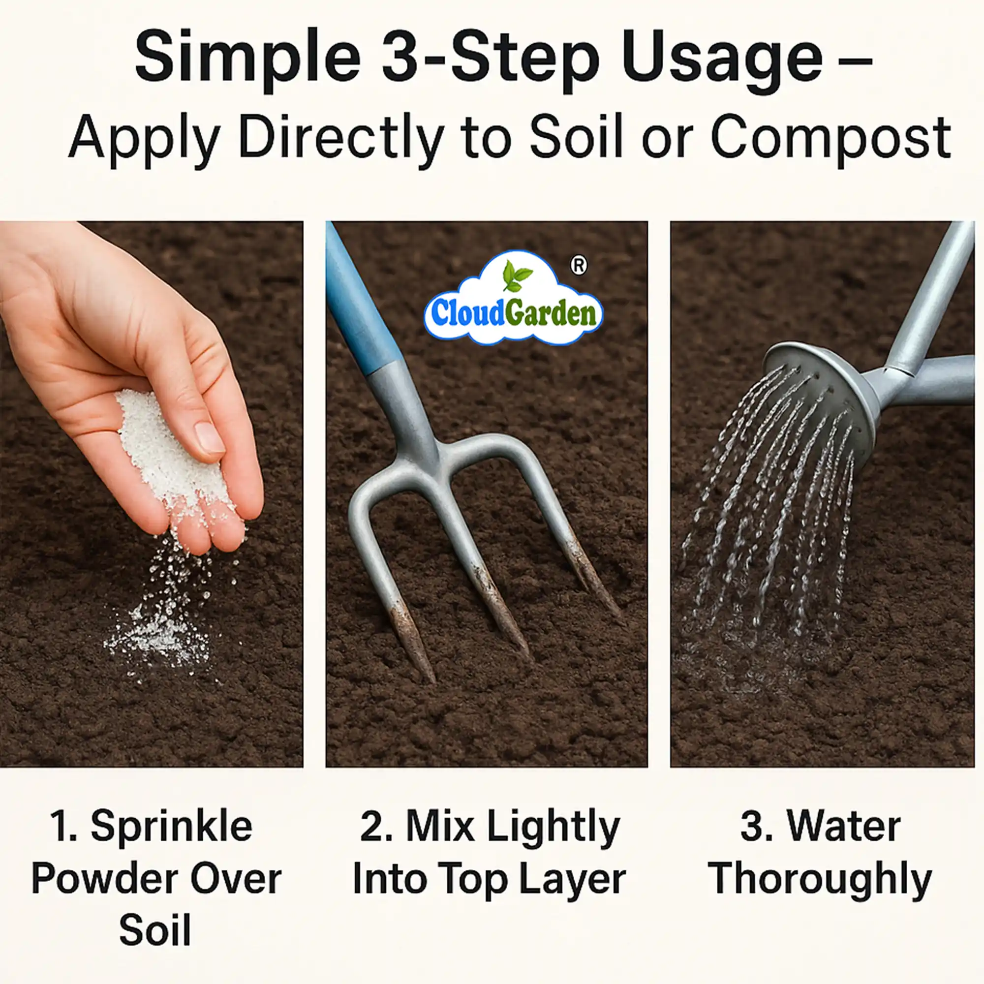 Step-by-step usage of dolomite powder 380g as a soil pH balancer for plants applied directly to garden soil