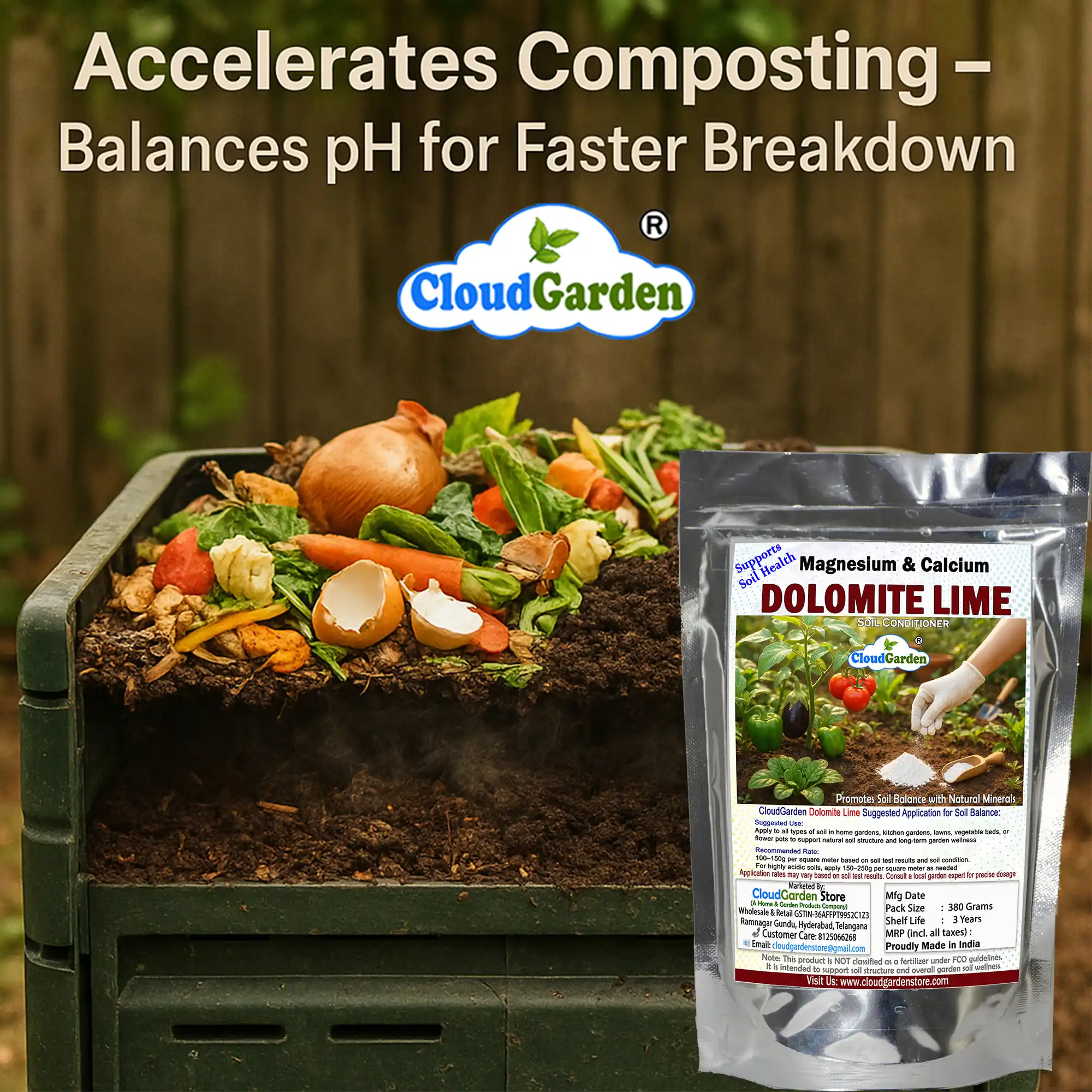 Dolomite powder 760g used as garden soil conditioner powder in home composting and soil care