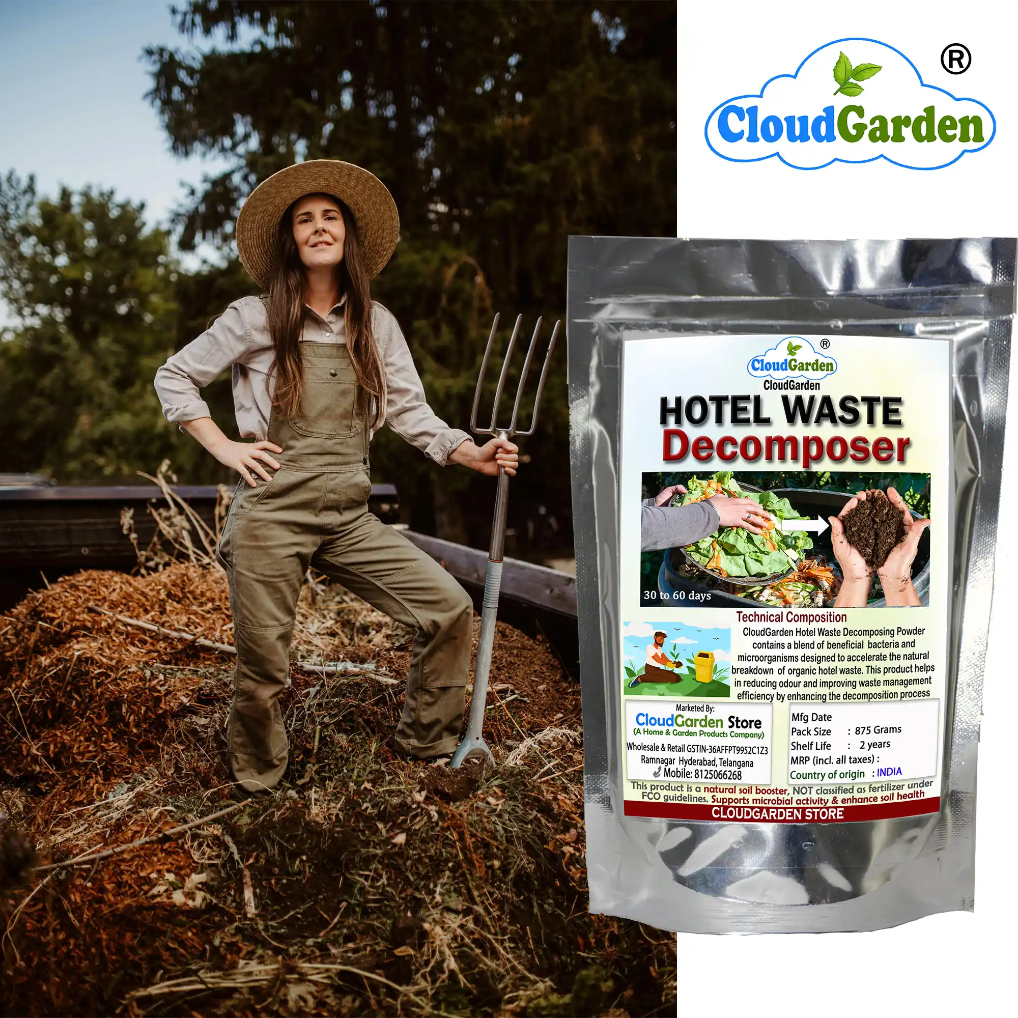 Compost prepared using canteen waste decomposer powder