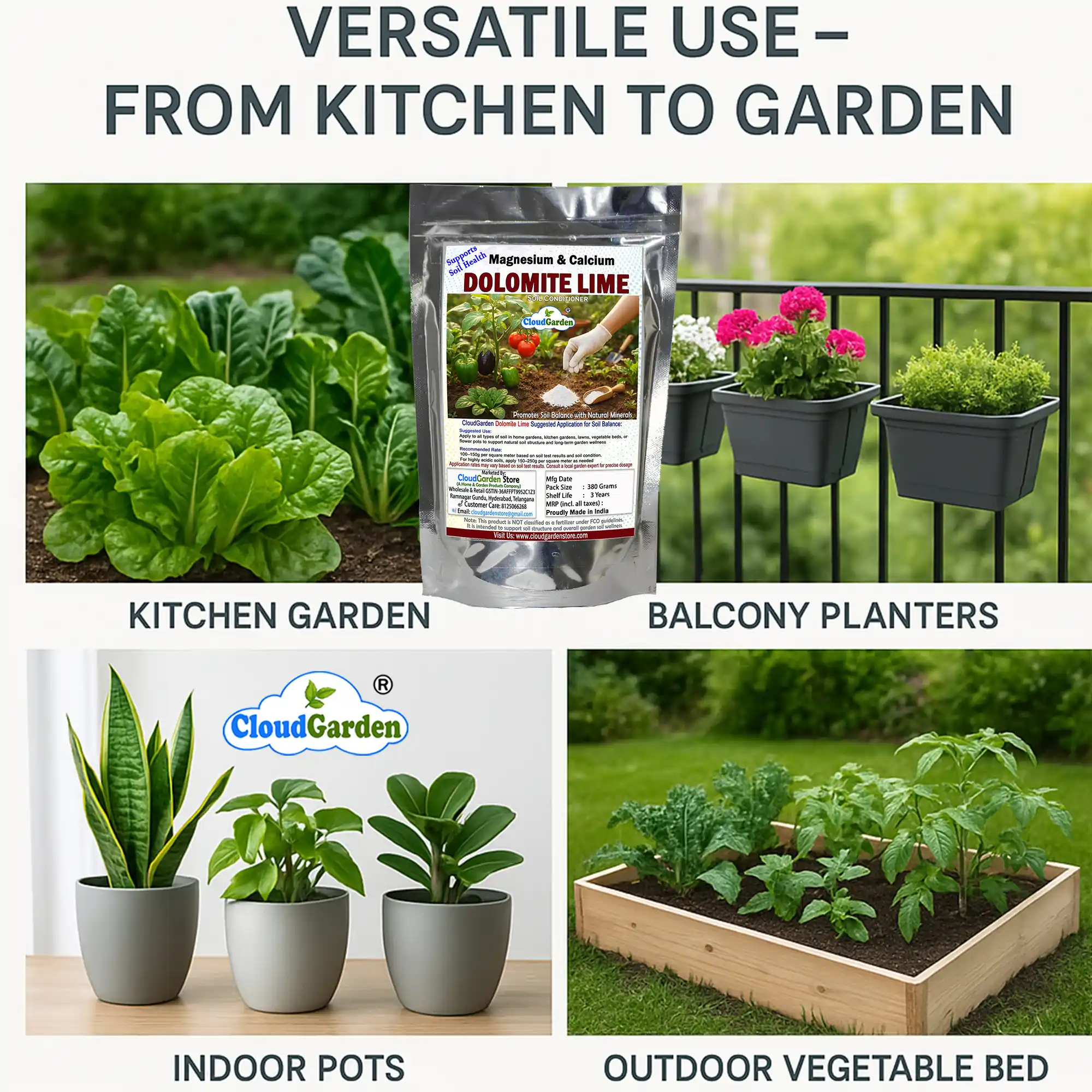 Dolomite powder 760g garden soil conditioner powder used in pots, balcony planters, and garden beds