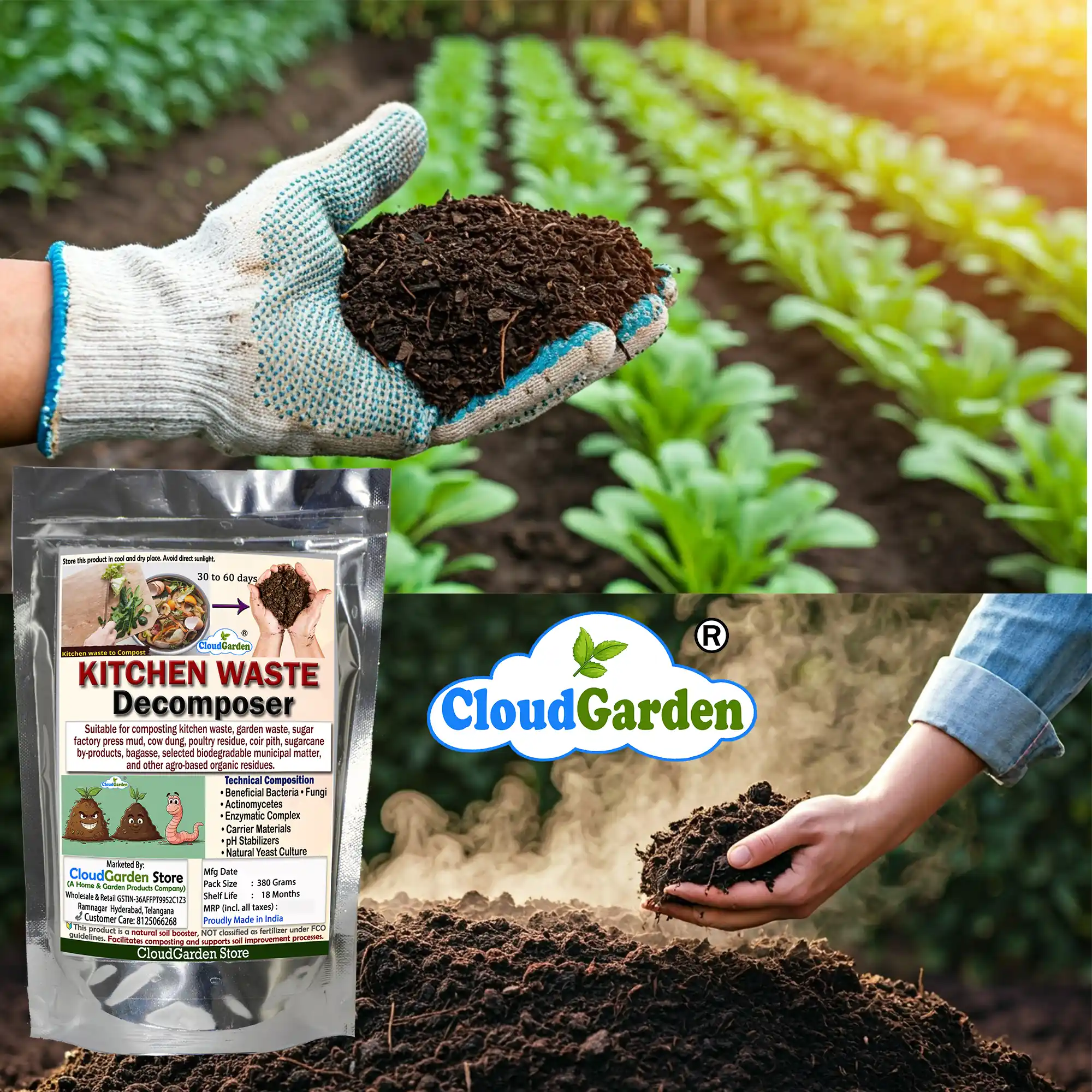 Home waste decomposer 760g supporting waste conversion process