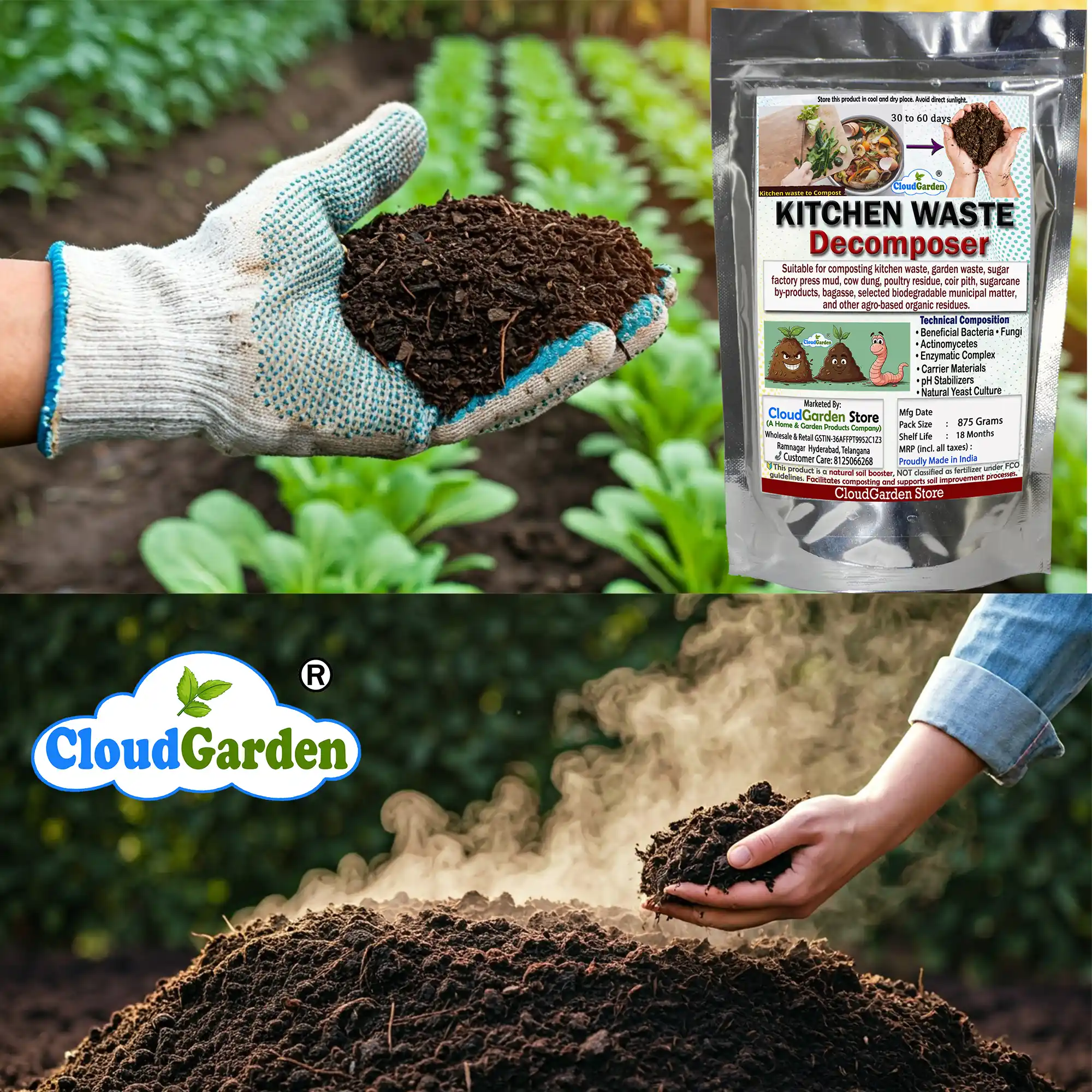 Kitchen waste compost powder used for vegetable garden compost