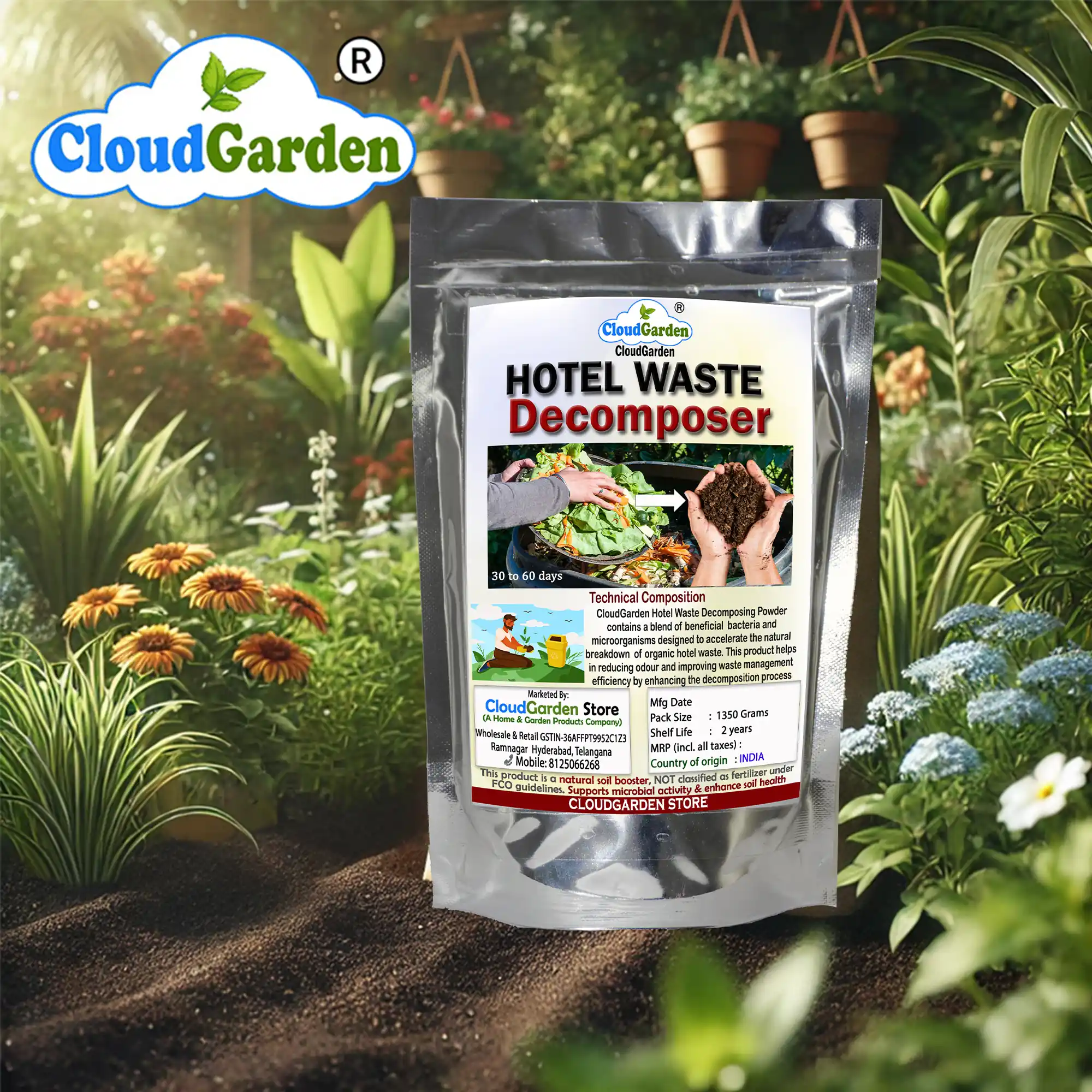 Daily kitchen organic waste decomposer supporting organic waste breakdown