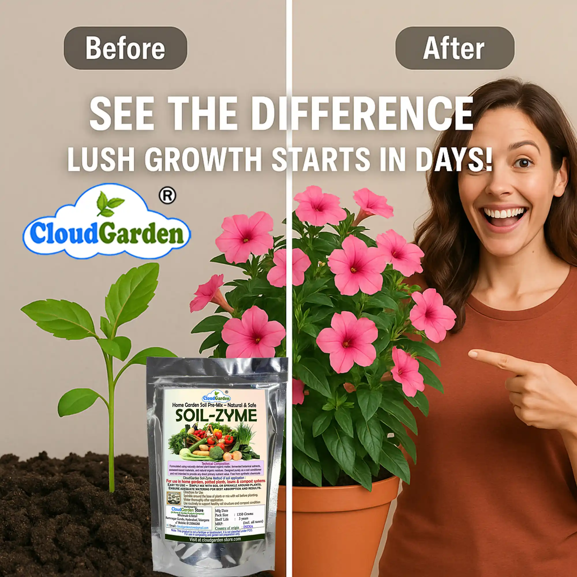 Soil Zyme 1350g plant growth powder for home garden beds