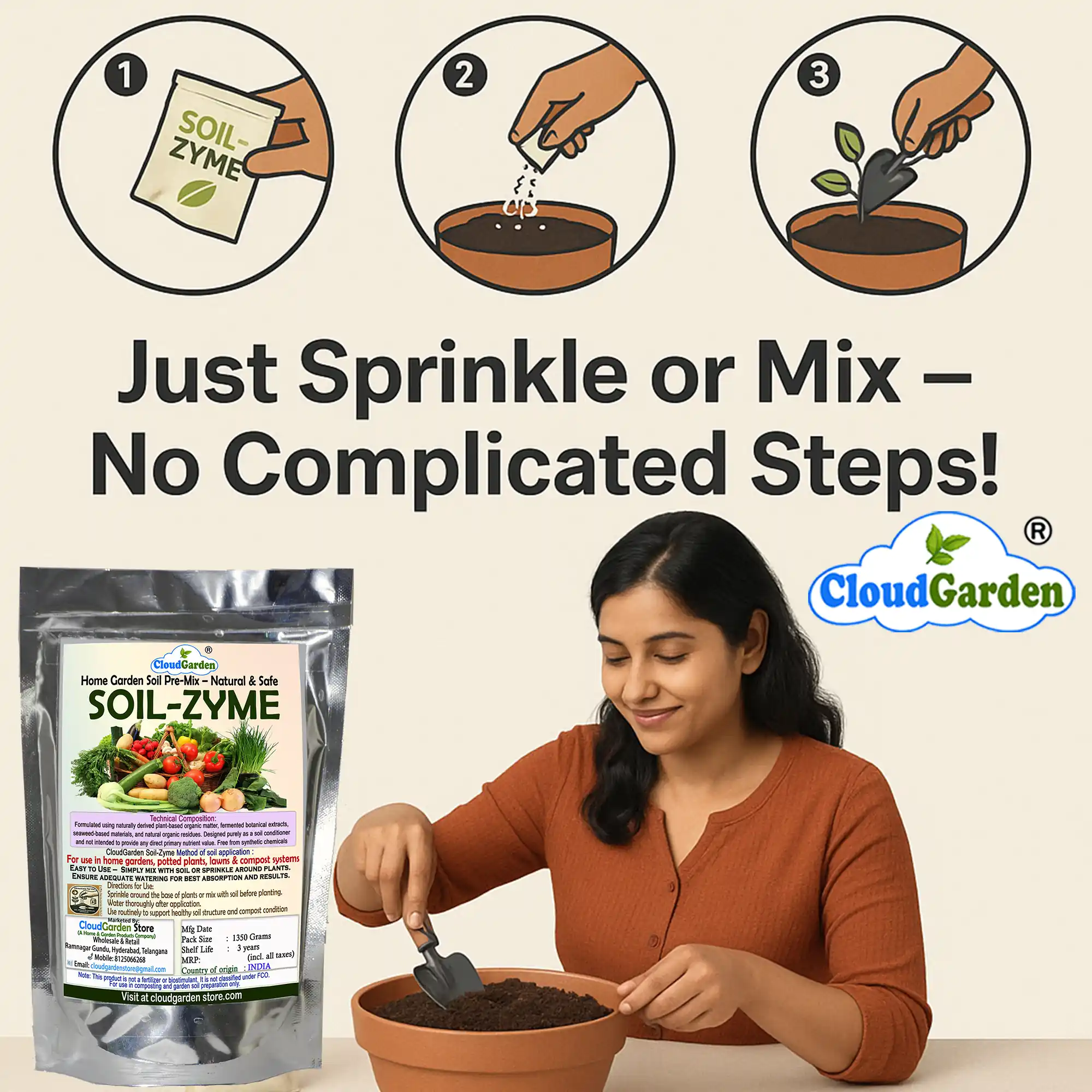 Soil Zyme 1350g plant growth powder for pots and planters