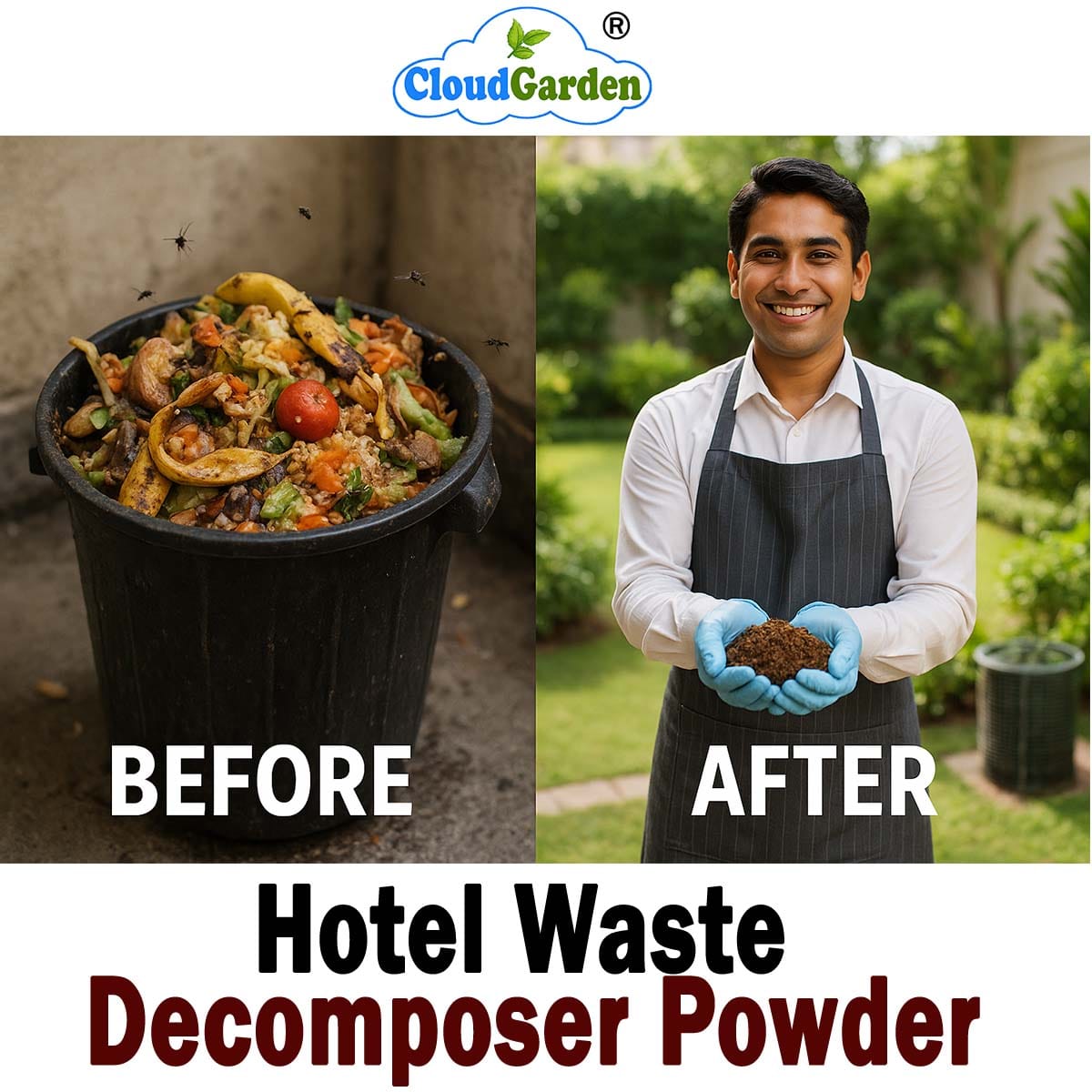 Hotel Waste decomposer Powder CloudGarden hotel waste decomposer powder for composting food and organic waste generated in hotels and commercial kitchens