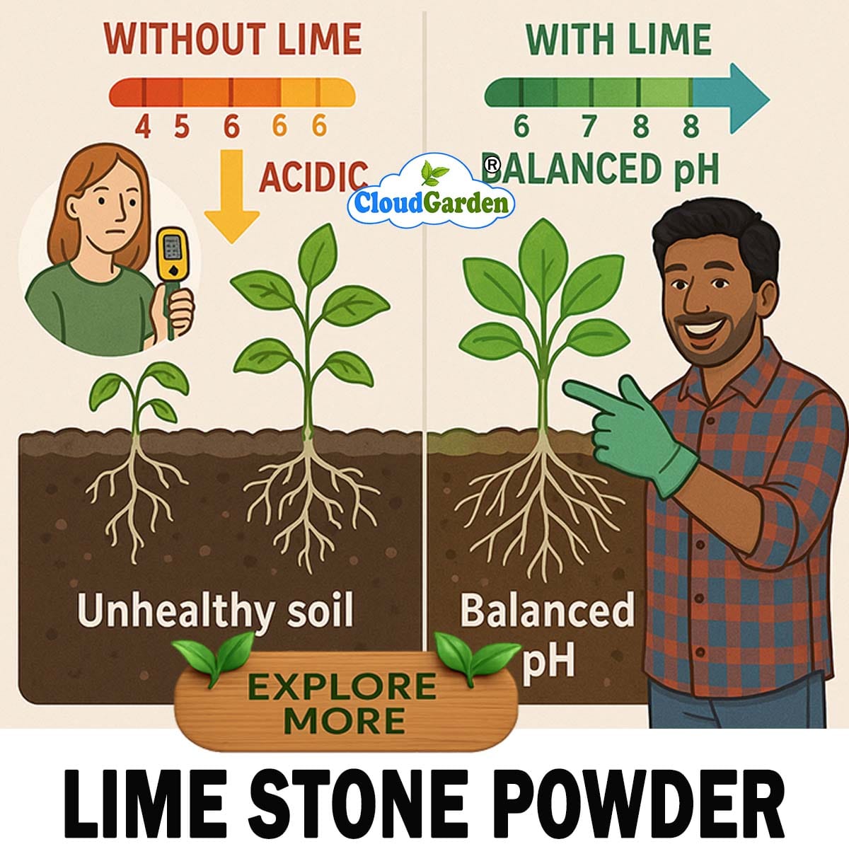 CloudGarden limestone powder for soil conditioning and garden use