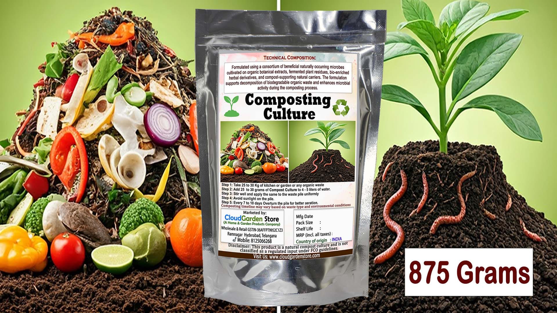 CloudGarden Composting Culture Waste Decomposer Powder 875g for kitchen waste composting