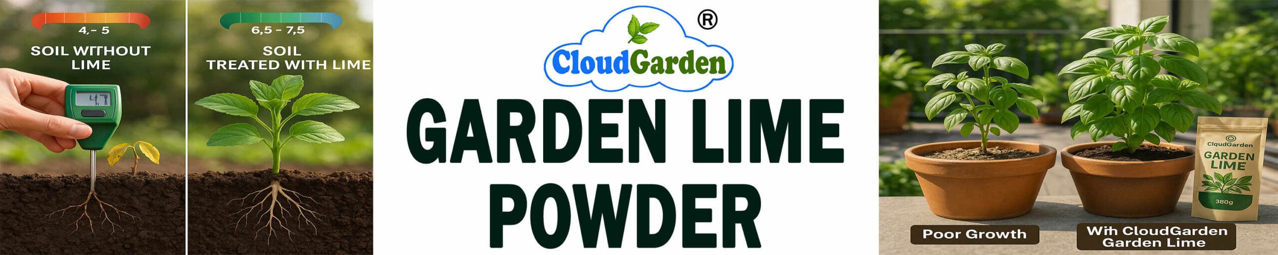 CloudGarden garden limestone powder for soil conditioning, pH balance support, and home gardening applications