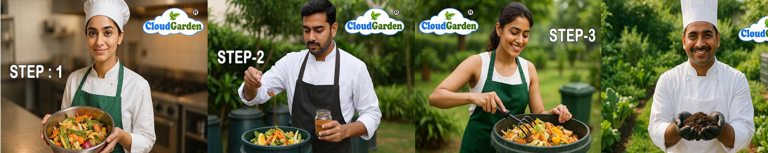 How to use CloudGarden hotel waste decomposer powder for organic waste composting