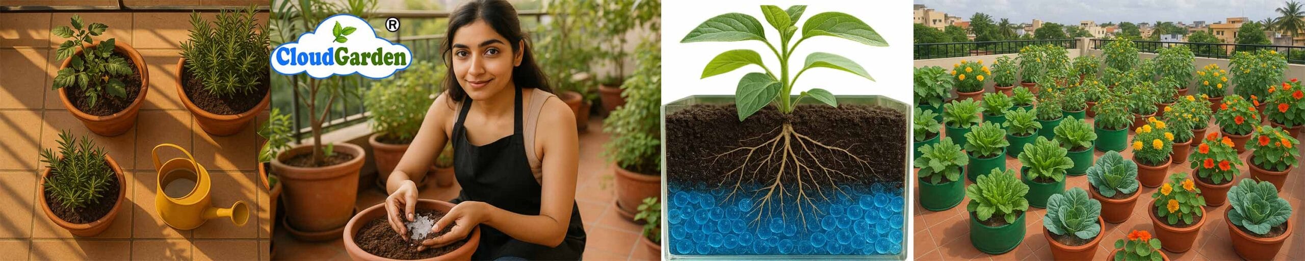 Pre soaking CloudGarden hydrogel crystals in water before mixing with soil