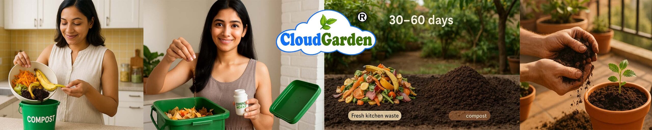 Application steps of CloudGarden kitchen waste decomposer for home composting use
