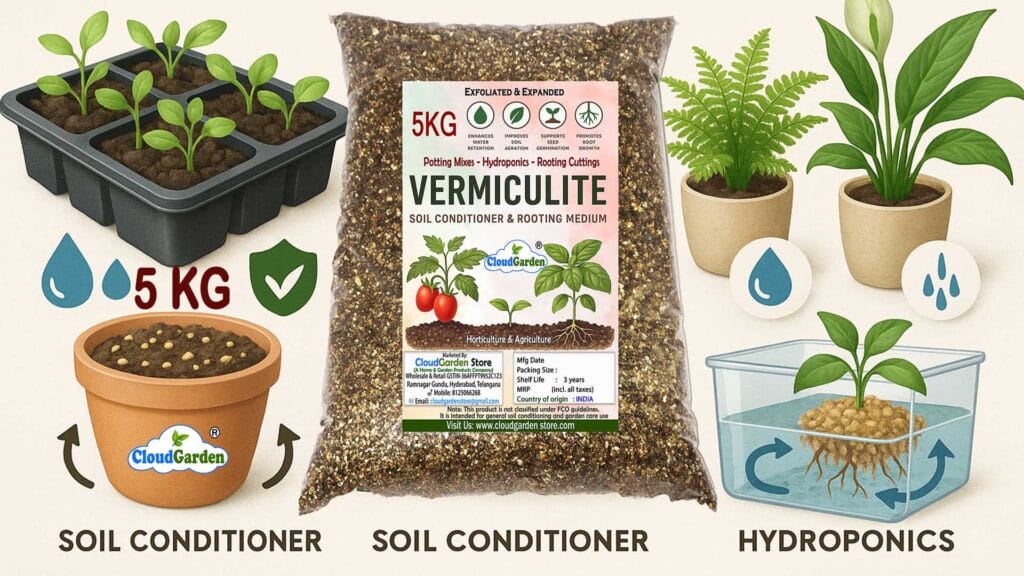 CloudGarden Vermiculite 5kg for home and terrace garden soil conditioning