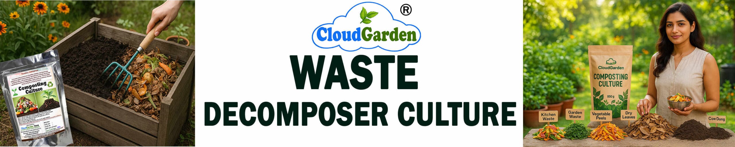 CloudGarden waste decomposer culture for organic waste breakdown support, odor control, and home composting use
