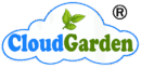 CloudGarden brand logo with green leaf on cloud shape