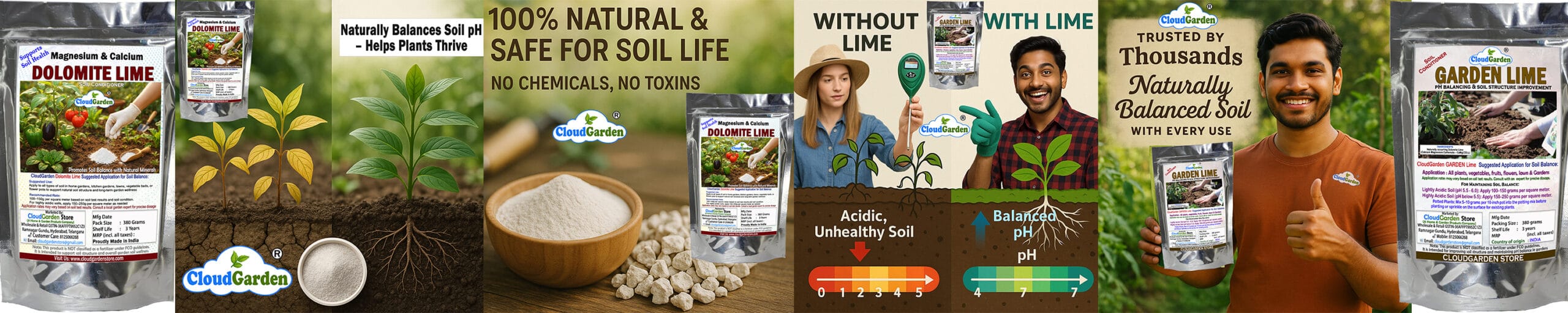 CloudGarden limestone powder used for soil preparation in pots and grow bags for home gardening