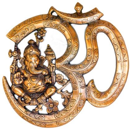 Om Ganesha aluminium wall décor with copper oxidised finish for home pooja