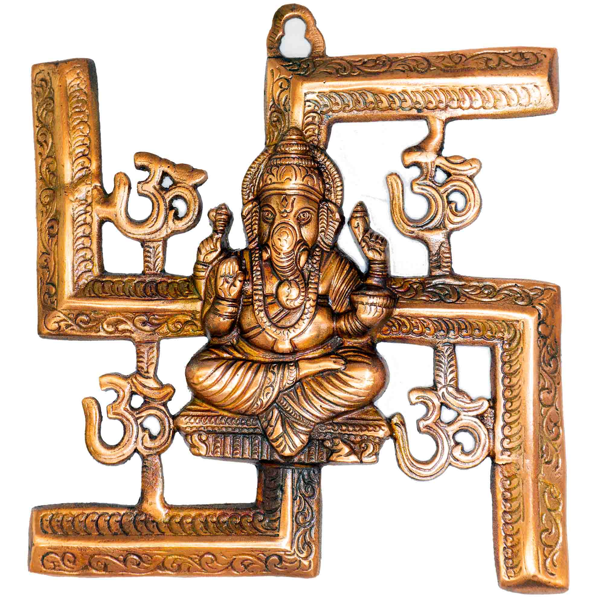 swastik-ganesha-aluminium-copper-oxidised-wall-decor Swastik Ganesha aluminium wall décor with copper oxidised finish for home pooja