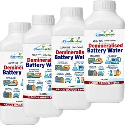 CloudGarden demineralised battery water 4 liter zero TDS for inverter and car batteries