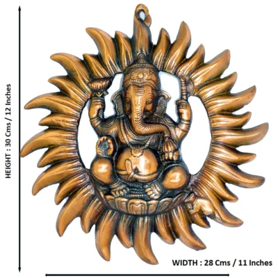 CloudGarden ganesha wall hanging metal with sun ring frame and size reference