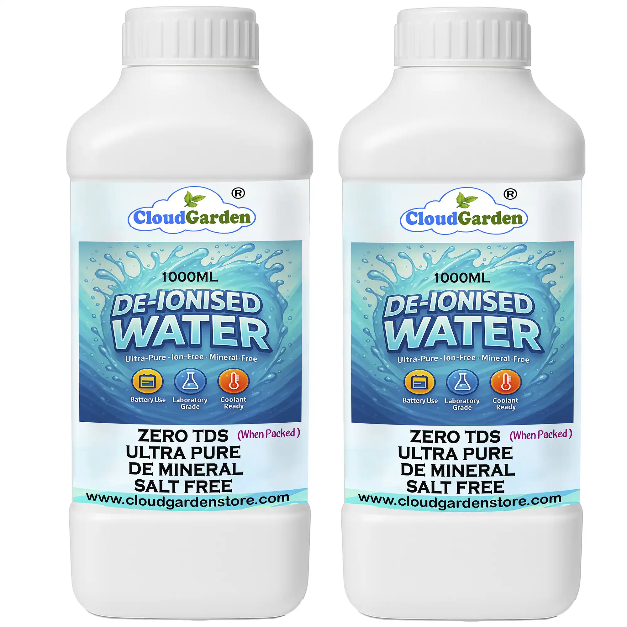Ultra pure deionised water 2 liters pack of 2 for clean and residue free use