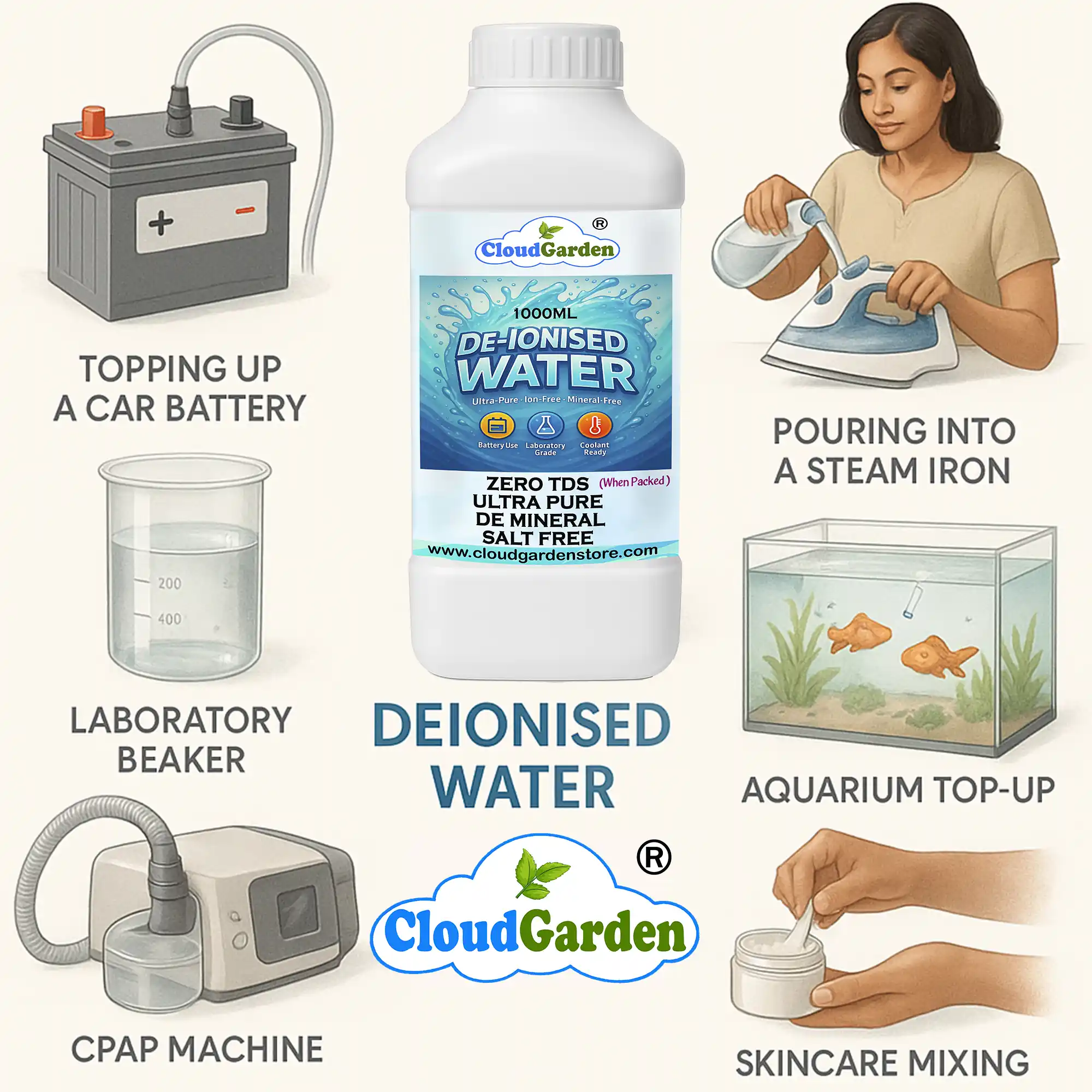 ultra pure deionised water 2 liters purification using ion exchange process