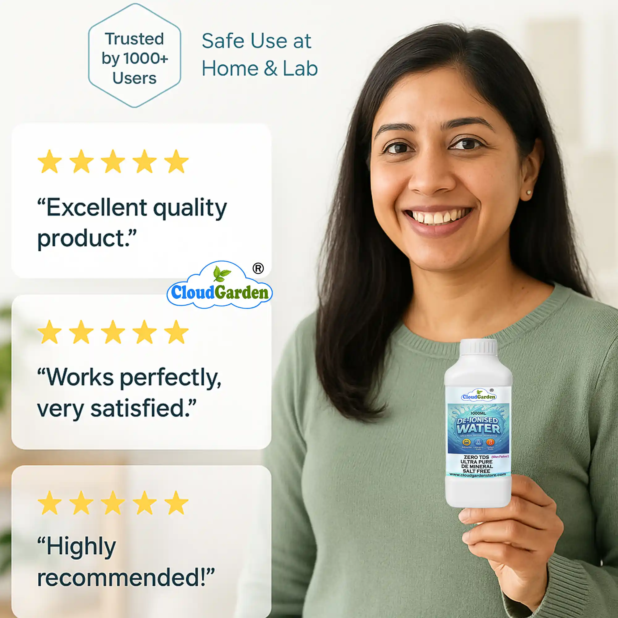 Ultra pure deionised water 2 liters pack of 2 for steam iron use